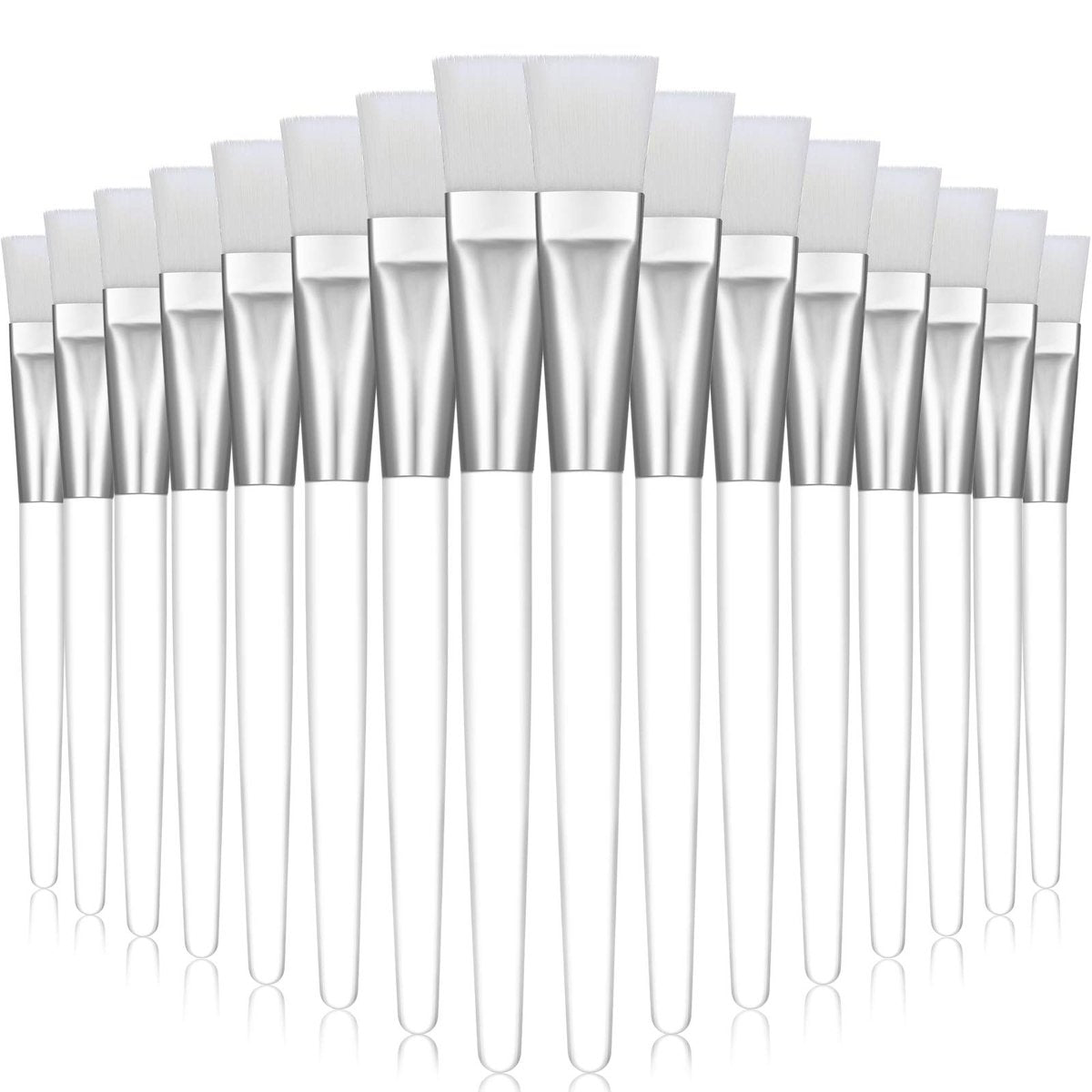 16-Piece Facial Mask Brush Set – Soft Nylon Applicator with Clear Handle for Skin Care & Body Butter (White) - görsel 1