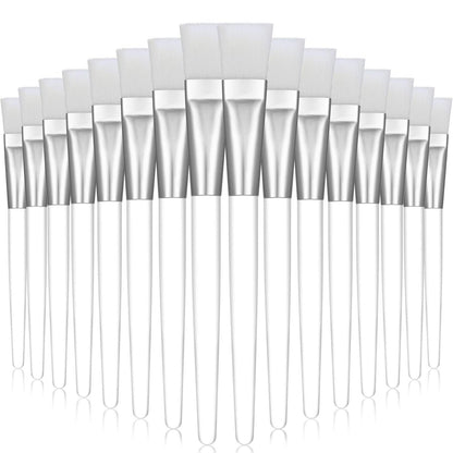 16-Piece Facial Mask Brush Set – Soft Nylon Applicator with Clear Handle for Skin Care & Body Butter (White)