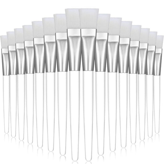 16-Piece Facial Mask Brush Set – Soft Nylon Applicator with Clear Handle for Skin Care & Body Butter (White)