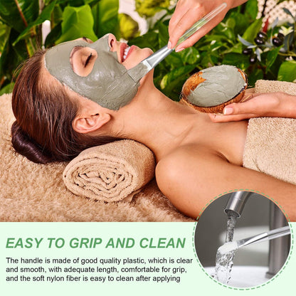 16-Piece Facial Mask Brush Set – Soft Nylon Applicator with Clear Handle for Skin Care & Body Butter (White)
