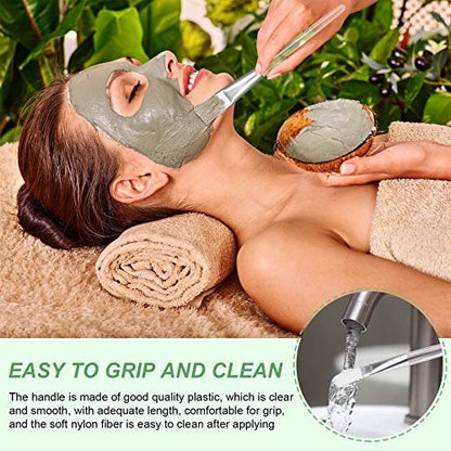 16-Piece Facial Mask Brush Set – Soft Nylon Applicator with Clear Handle for Skin Care & Body Butter (White)