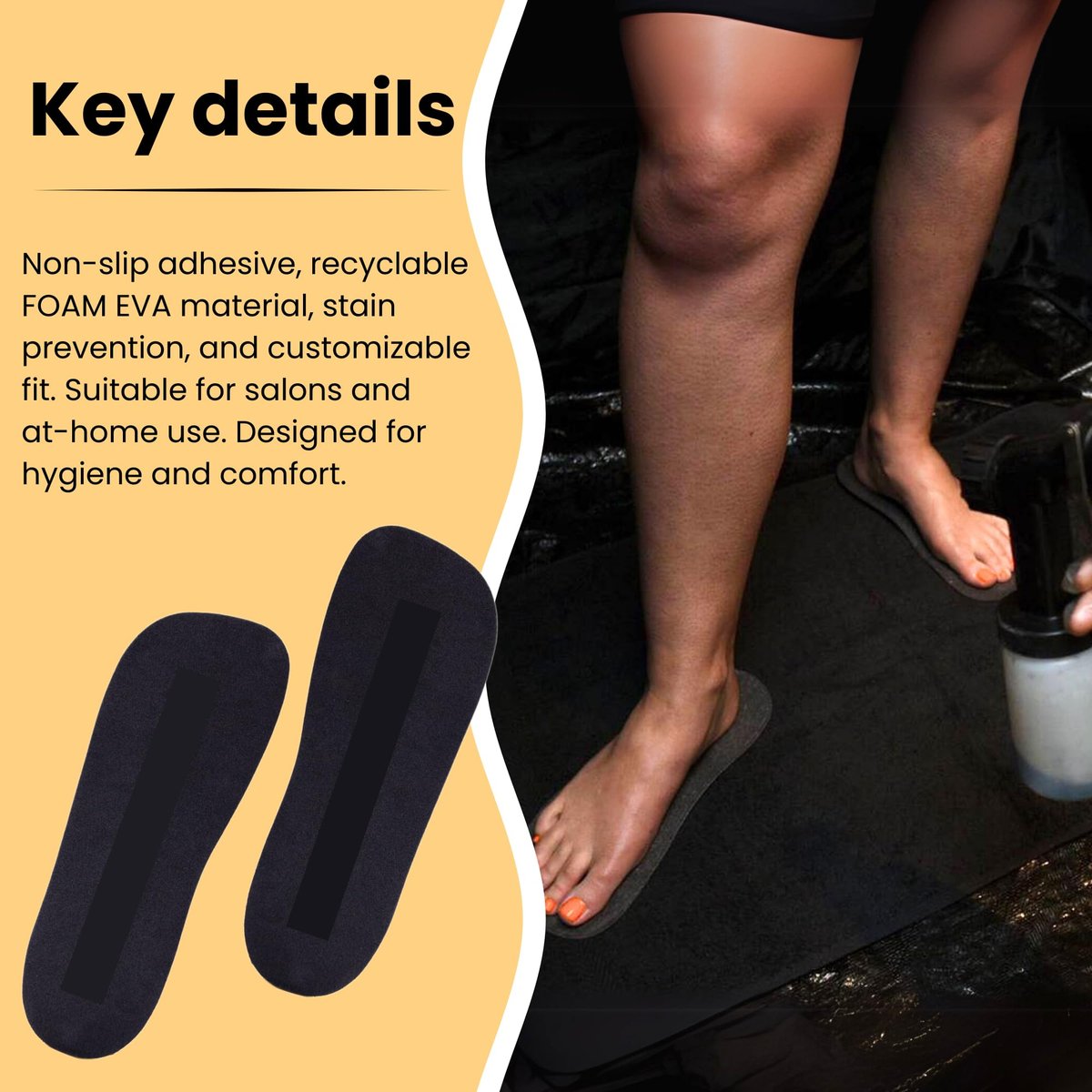 KOBBTAN 30 Pairs (60 Feet) Disposable Foam Spray Tan Feet Pads – Non-Slip, Comfortable, Hygienic for Sunless Tanning at Home or Salon Avelisse