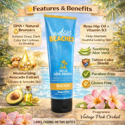 Snooki Adios Beaches DHA Plus Natural Bronzers Self Tanner - 9 oz