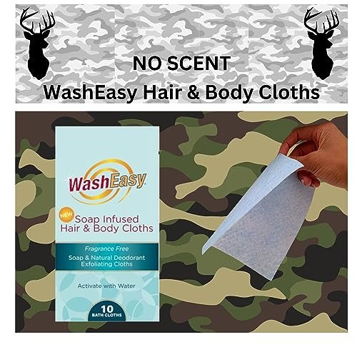 WASHEASY No Scent Hunting Wipes - Soap Infused Hair and Body Cloths, 10 Pack, Camping, RV, College, Home, Anywhere Use - görsel 4