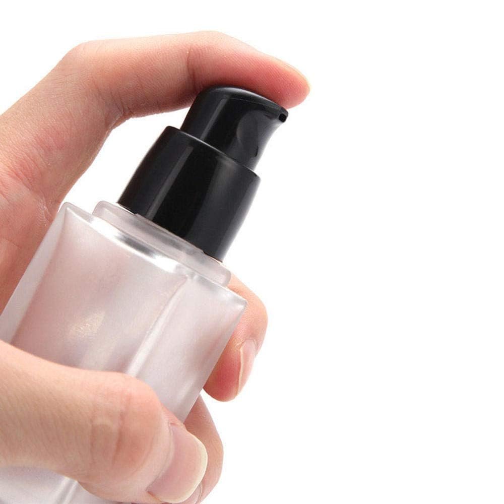 Frosted Glass Foundation Bottles 2 Pack - 30ml/1oz Empty Refillable Square Lotion Bottles with Press Pump for Travel, Skincare, and Cosmetics - Includes Pipette & Funnel Avelisse