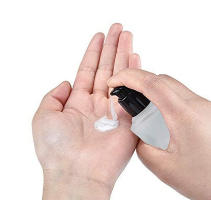 Frosted Glass Foundation Bottles 2 Pack - 30ml/1oz Empty Refillable Square Lotion Bottles with Press Pump for Travel, Skincare, and Cosmetics - Includes Pipette & Funnel Avelisse