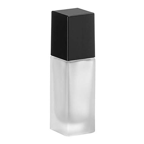 Frosted Glass Foundation Bottles 2 Pack - 30ml/1oz Empty Refillable Square Lotion Bottles with Press Pump for Travel, Skincare, and Cosmetics - Includes Pipette & Funnel Avelisse