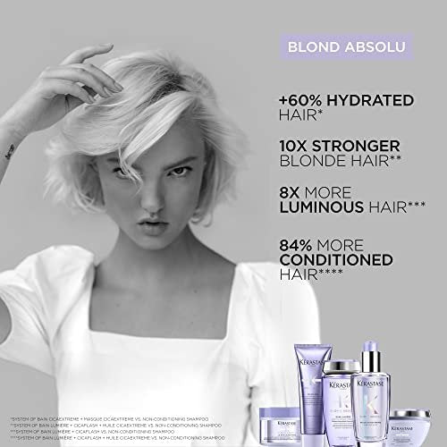 KÉRASTASE Blond Absolu Cicanuit Serum - Overnight Hair Serum for Color Treated Blonde Hair, Hydrates and Softens with Hyaluronic Acid and Edelweiss Flower, 3.04 Fl Oz Avelisse