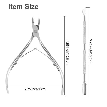 Professional Stainless Steel Cuticle Nipper & Pusher Set – 2-Piece Manicure & Pedicure Tool Kit by YLYL