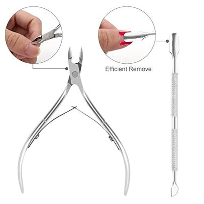 Professional Stainless Steel Cuticle Nipper & Pusher Set – 2-Piece Manicure & Pedicure Tool Kit by YLYL
