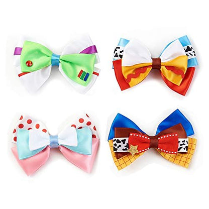JiaDuo Baby Girls Hair Bow Clips 4pc Set – 4 Inch Ribbon Hair Accessories for Parties Avelisse