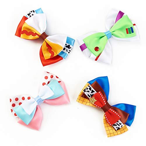 JiaDuo Baby Girls Hair Bow Clips 4pc Set – 4 Inch Ribbon Hair Accessories for Parties Avelisse