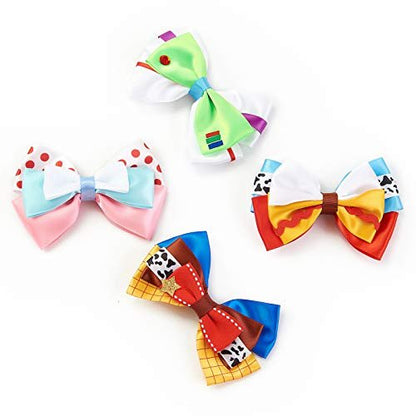 JiaDuo Baby Girls Hair Bow Clips 4pc Set – 4 Inch Ribbon Hair Accessories for Parties Avelisse