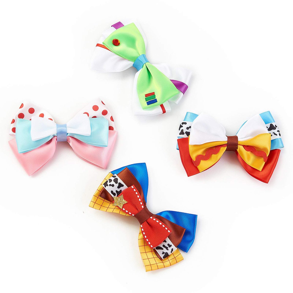 JiaDuo Baby Girls Hair Bow Clips 4pc Set – 4 Inch Ribbon Hair Accessories for Parties Avelisse