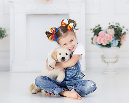 JiaDuo Baby Girls Hair Bow Clips 4pc Set – 4 Inch Ribbon Hair Accessories for Parties Avelisse