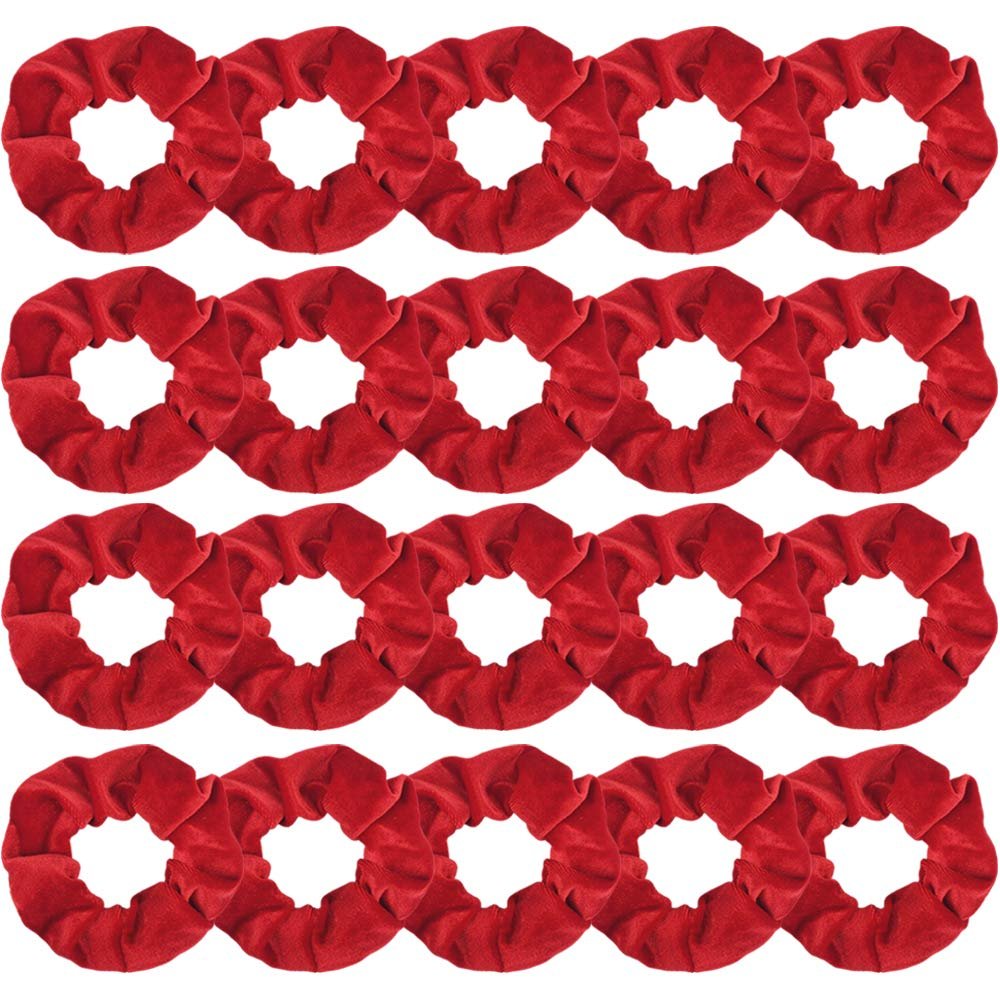 Didder 20 Pack Red Velvet Soft Hair Scrunchies for Women Girls - Gentle Hair Ties for All Hair Types - görsel 1