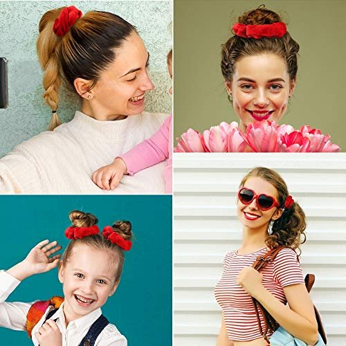 Didder 20 Pack Red Velvet Soft Hair Scrunchies for Women Girls - Gentle Hair Ties for All Hair Types - görsel 8