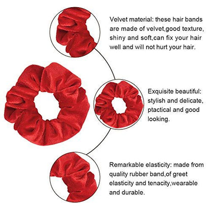 Didder 20 Pack Red Velvet Soft Hair Scrunchies for Women Girls - Gentle Hair Ties for All Hair Types