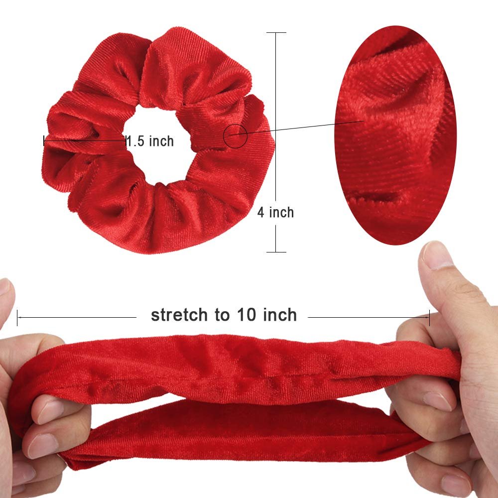 Didder 20 Pack Red Velvet Soft Hair Scrunchies for Women Girls - Gentle Hair Ties for All Hair Types - görsel 3