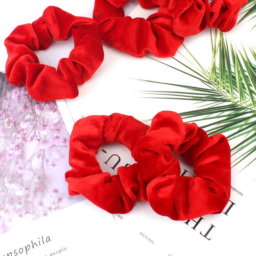Didder 20 Pack Red Velvet Soft Hair Scrunchies for Women Girls - Gentle Hair Ties for All Hair Types - görsel 13