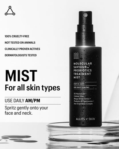 Allies of Skin Probiotic Face Mist with 5% Niacinamide – Minimize Pores & Boost Moisture (1.7 Fl Oz) Avelisse