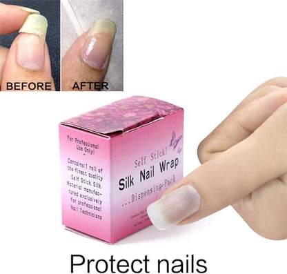 Nail Repair Fiberglass Silk Wrap – Self-Adhesive Anti-Damage Nail Protector for Home & Salon Use (Clear, 1.2 x 39.4 Inches)