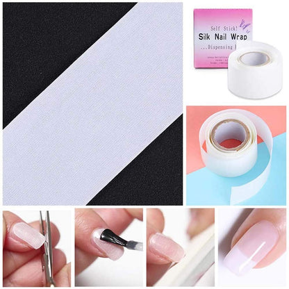 Nail Repair Fiberglass Silk Wrap – Self-Adhesive Anti-Damage Nail Protector for Home & Salon Use (Clear, 1.2 x 39.4 Inches)