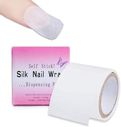 Nail Repair Fiberglass Silk Wrap – Self-Adhesive Anti-Damage Nail Protector for Home & Salon Use (Clear, 1.2 x 39.4 Inches)