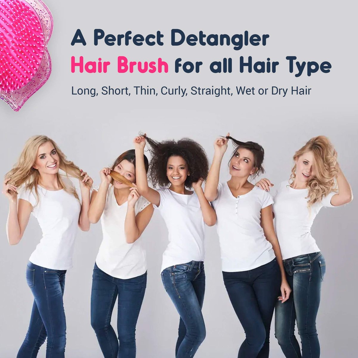 K&Di Pink Glitter Lip Shaped Travel Hair Brush – Detangling Mini Comb for Women & Kids, No Pain Portable Hairbrush for All Hair Types - görsel 3