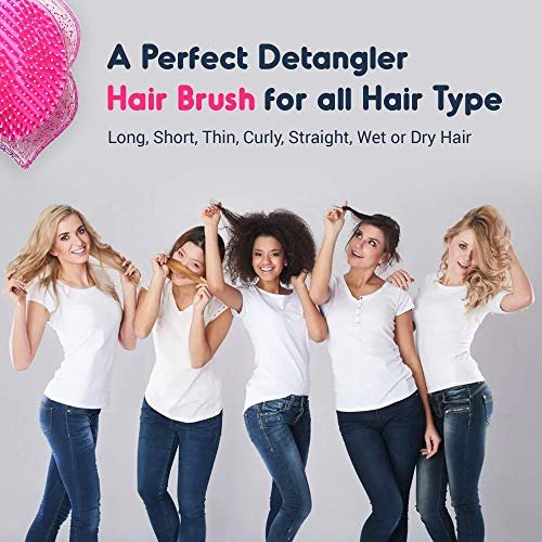 K&Di Pink Glitter Lip Shaped Travel Hair Brush – Detangling Mini Comb for Women & Kids, No Pain Portable Hairbrush for All Hair Types - görsel 4