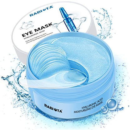 RABIOTA Under Eye Patches – 30 Pairs Hyaluronic Acid & Collagen Anti-Aging Eye Mask for Dark Circles, Wrinkles, Puffiness (Blue)