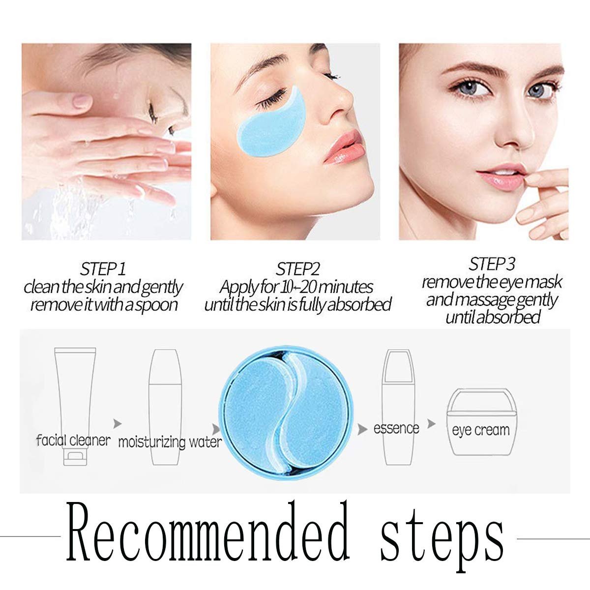 RABIOTA Under Eye Patches – 30 Pairs Hyaluronic Acid & Collagen Anti-Aging Eye Mask for Dark Circles, Wrinkles, Puffiness (Blue) - görsel 7