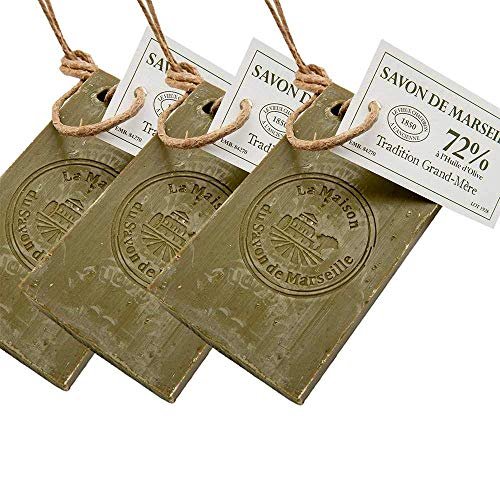 La Maison du Savon de Marseille French Olive Soap on a Rope – 72% Organic Olive Oil – 250g Slice – Set of 3 - görsel 2