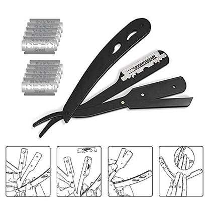 Beard Shaper Kit - Professional Beard Shaping Tools with Template Guide, Straight Edge Razor, Double Edge Blades, Barber Pencil, Comb, and Scissors (16 Piece Set) Avelisse