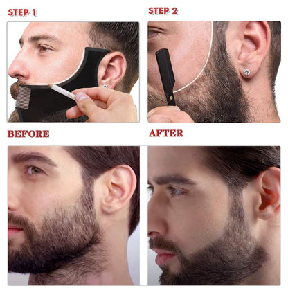 Beard Shaper Kit - Professional Beard Shaping Tools with Template Guide, Straight Edge Razor, Double Edge Blades, Barber Pencil, Comb, and Scissors (16 Piece Set) Avelisse
