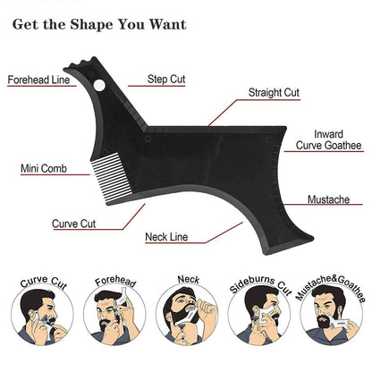 Beard Shaper Kit - Professional Beard Shaping Tools with Template Guide, Straight Edge Razor, Double Edge Blades, Barber Pencil, Comb, and Scissors (16 Piece Set) Avelisse