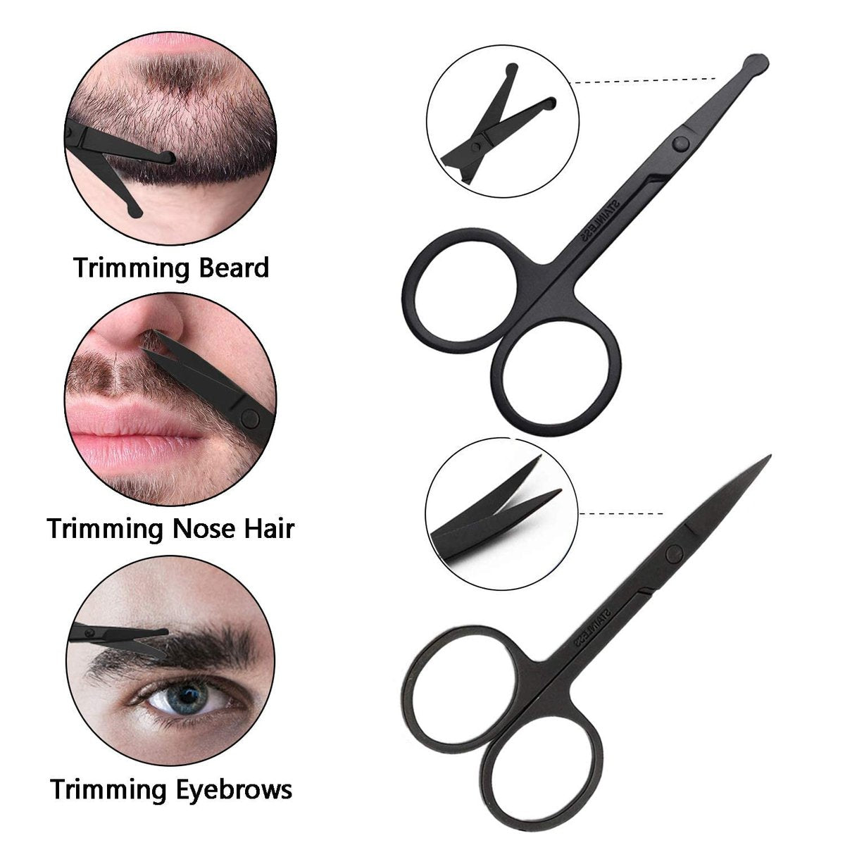 Beard Shaper Kit - Professional Beard Shaping Tools with Template Guide, Straight Edge Razor, Double Edge Blades, Barber Pencil, Comb, and Scissors (16 Piece Set) Avelisse
