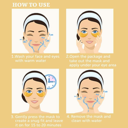NIYET 30 Pairs Under Eye Collagen Patches - Gold Moisturizing Eye Mask for Dark Circles and Puffiness