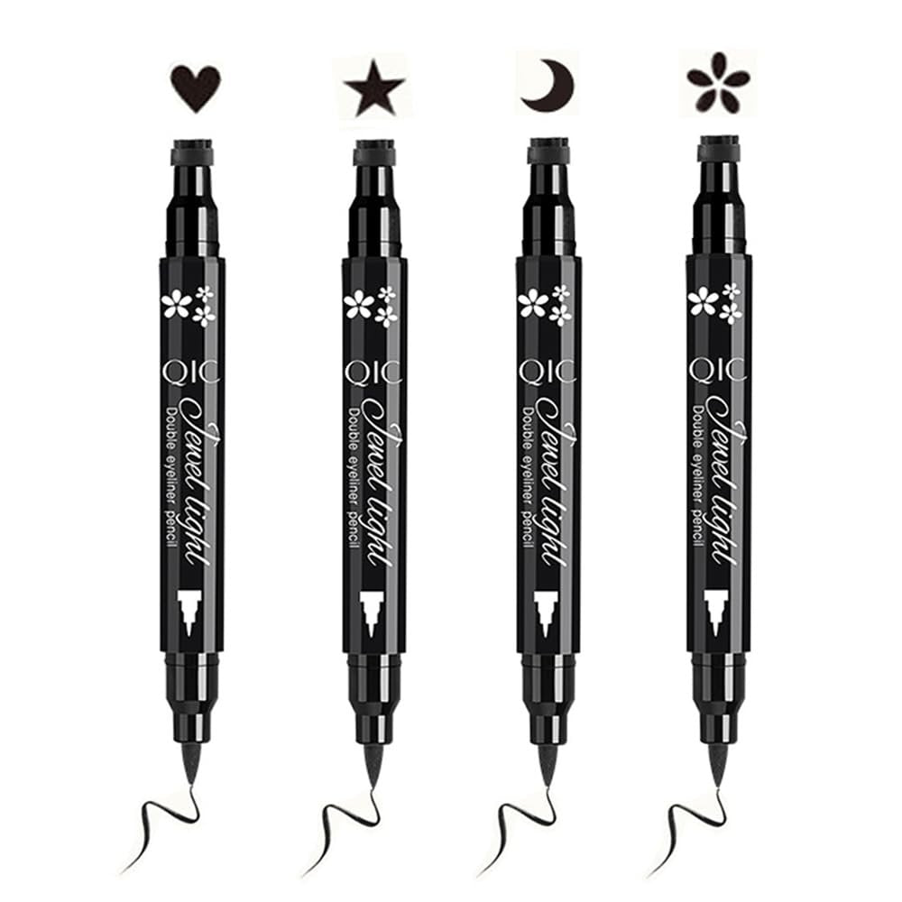 Linble Face Stamp & Eyeliner Set - 4 Pack Black Shape Stamps and Felt Eye Liners, Dual-Ended 2-in-1 Eye Makeup Pen - görsel 13