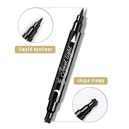 Linble Face Stamp & Eyeliner Set - 4 Pack Black Shape Stamps and Felt Eye Liners, Dual-Ended 2-in-1 Eye Makeup Pen - görsel 4