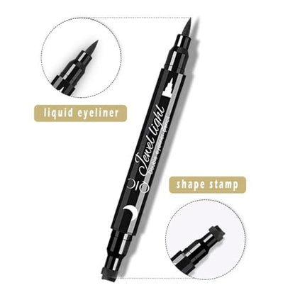 Linble Face Stamp & Eyeliner Set - 4 Pack Black Shape Stamps and Felt Eye Liners, Dual-Ended 2-in-1 Eye Makeup Pen
