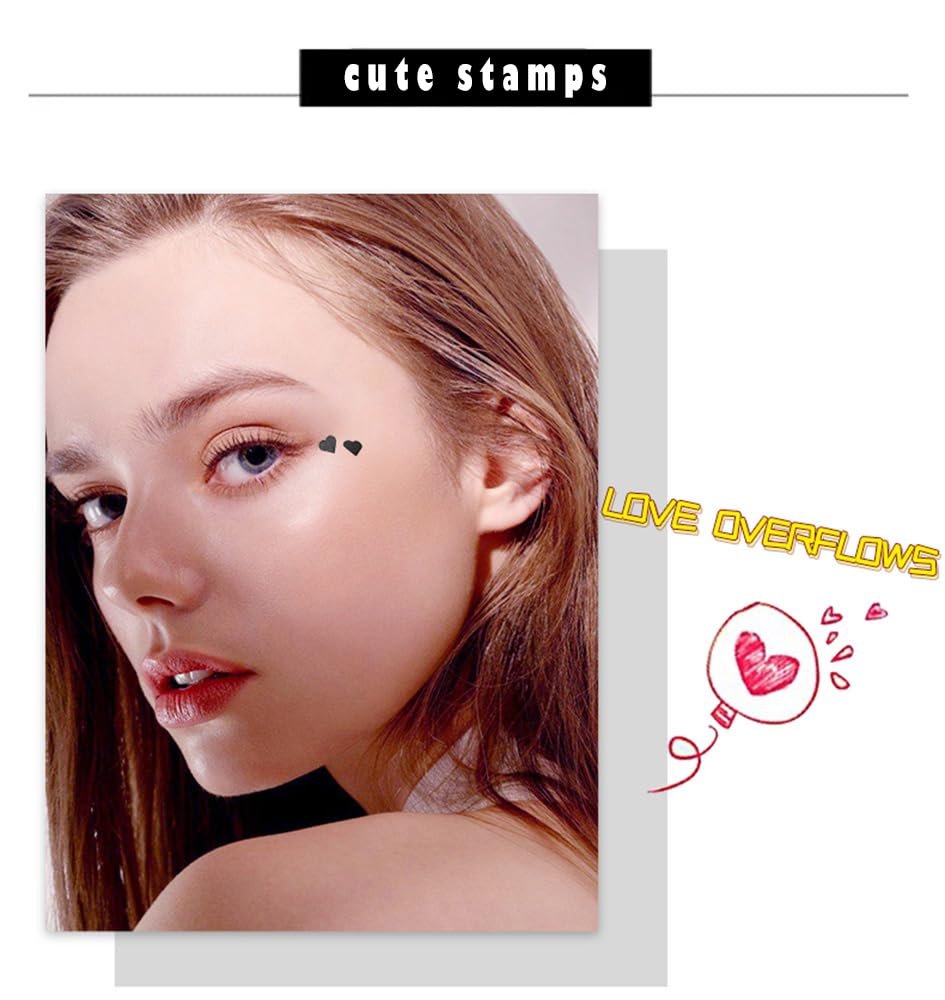 Linble Face Stamp & Eyeliner Set - 4 Pack Black Shape Stamps and Felt Eye Liners, Dual-Ended 2-in-1 Eye Makeup Pen - görsel 11