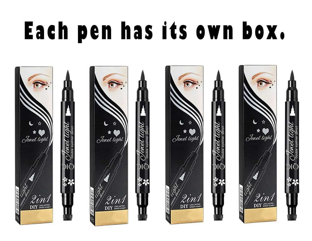 Linble Face Stamp & Eyeliner Set - 4 Pack Black Shape Stamps and Felt Eye Liners, Dual-Ended 2-in-1 Eye Makeup Pen - görsel 9