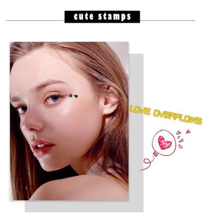 Linble Face Stamp & Eyeliner Set - 4 Pack Black Shape Stamps and Felt Eye Liners, Dual-Ended 2-in-1 Eye Makeup Pen