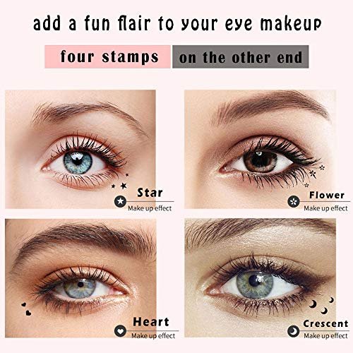 Linble Face Stamp & Eyeliner Set - 4 Pack Black Shape Stamps and Felt Eye Liners, Dual-Ended 2-in-1 Eye Makeup Pen - görsel 6