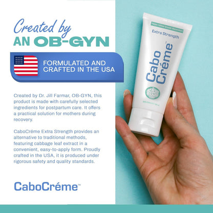 CaboCréme Extra Strength Cabbage Breast Cream - 2X Strength for Engorgement Relief and Breastfeeding Weaning Support - Dry Up Breast Milk - OB-GYN Created & Breastfeeding Mother-Approved - 2 oz Avelisse