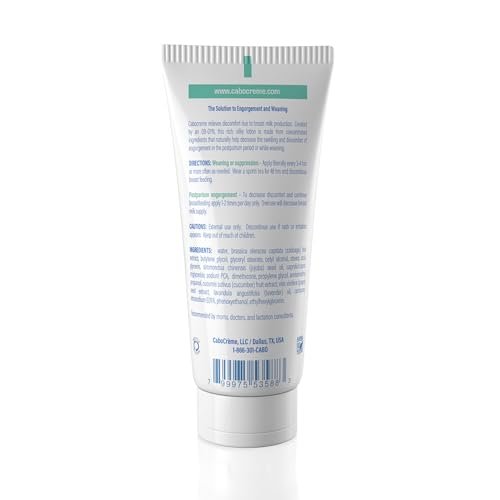 CaboCréme Extra Strength Cabbage Breast Cream - 2X Strength for Engorgement Relief and Breastfeeding Weaning Support - Dry Up Breast Milk - OB-GYN Created & Breastfeeding Mother-Approved - 2 oz Avelisse