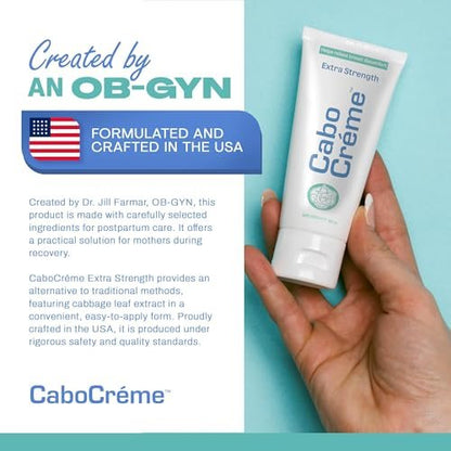 CaboCréme Extra Strength Cabbage Breast Cream - 2X Strength for Engorgement Relief and Breastfeeding Weaning Support - Dry Up Breast Milk - OB-GYN Created & Breastfeeding Mother-Approved - 2 oz Avelisse