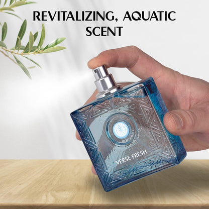 NovoGlow Verse Fresh for Men Eau De Parfum Spray - 3.4 Fl Oz Long Lasting Citrusy Floral & Woodsy Fragrance Avelisse