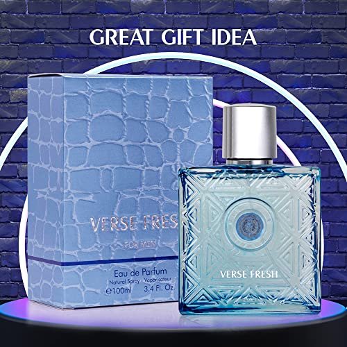 NovoGlow Verse Fresh for Men Eau De Parfum Spray - 3.4 Fl Oz Long Lasting Citrusy Floral & Woodsy Fragrance Avelisse